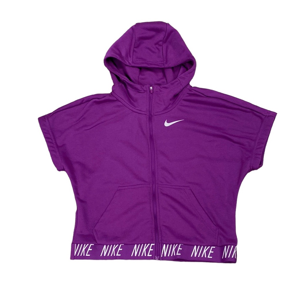 Nike Dri Fit Studio Short Sleeve Sweatshirt Full Zip, Purple